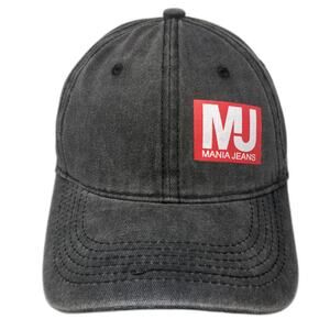 Lucky 7 Mania Jeans Baseball Cap Gray OSFM Washed Slideback MJ Logo Patch Hat
